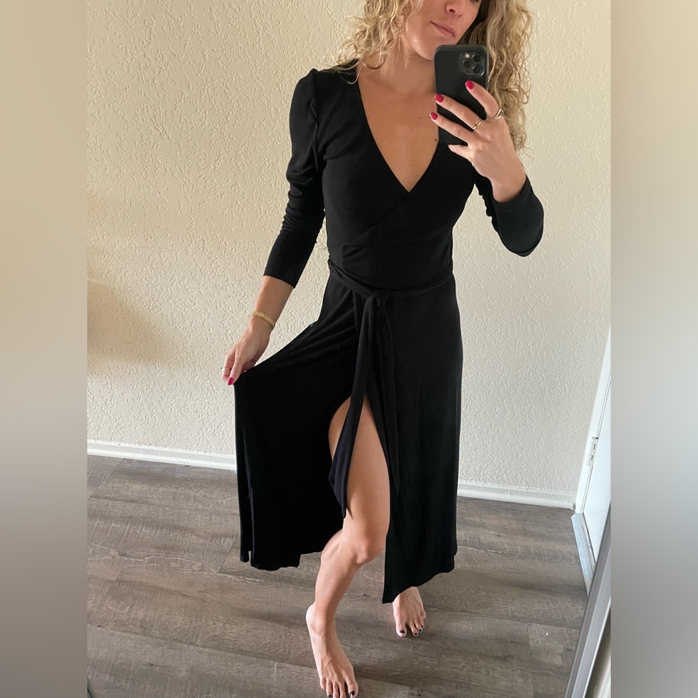 Good American Black Wrap Dress
